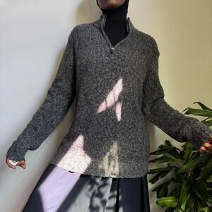 Vintage‎ Oversized grey quarter zip knit sweater
